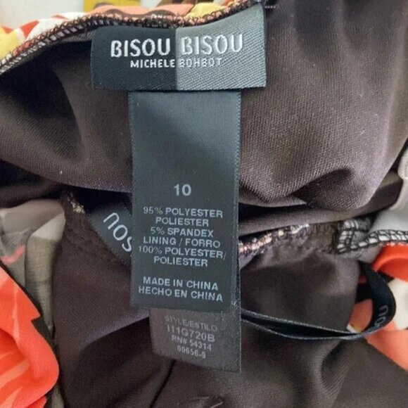 Bisou Bisou Dress Tropical Leaf Print Sleeveless Knee Length Size 10 - Picture 3 of 7